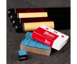 Economy Two-Piece Pool Cue Bundle (4 House Cues Set) -Billiard Cue Shop pdeco group chalk